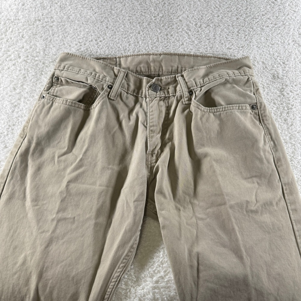 Levis 514 Pants Mens 32x32 Khaki Straight Chino Tan White Tab School 5 Pockets - Picture 3 of 9
